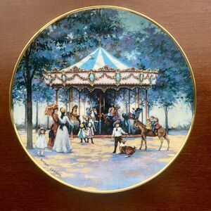 "Carousel Memories" 1992  Franklin Mint  Collectible Plate Sandi Lebron 24K GOLD